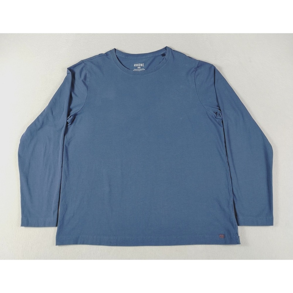 Rhone Shirt Mens Large Blue Long Sleeve Organic Pima Cotton Stretch Tee Crewneck